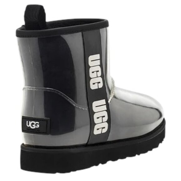 UGG Classic Clear Mini Boot - Black - Sheepskin Lined - Size 7 - Picture 3 of 9